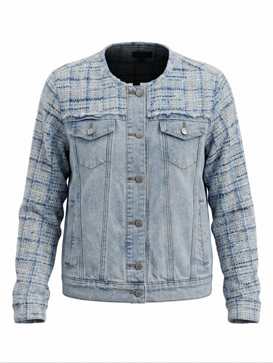 VENUS Jackets & Blazers - VENUS Blue Denim and Tweed Jacket Vintage Feminine Festival